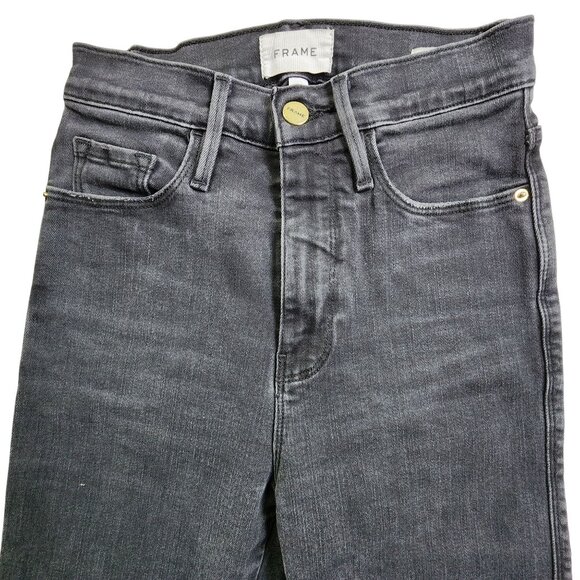 Frame Le Sylvie Slender Straight Jeans Size 25 Dark Wash Cotton/Modal Blend Deni - Picture 1 of 15